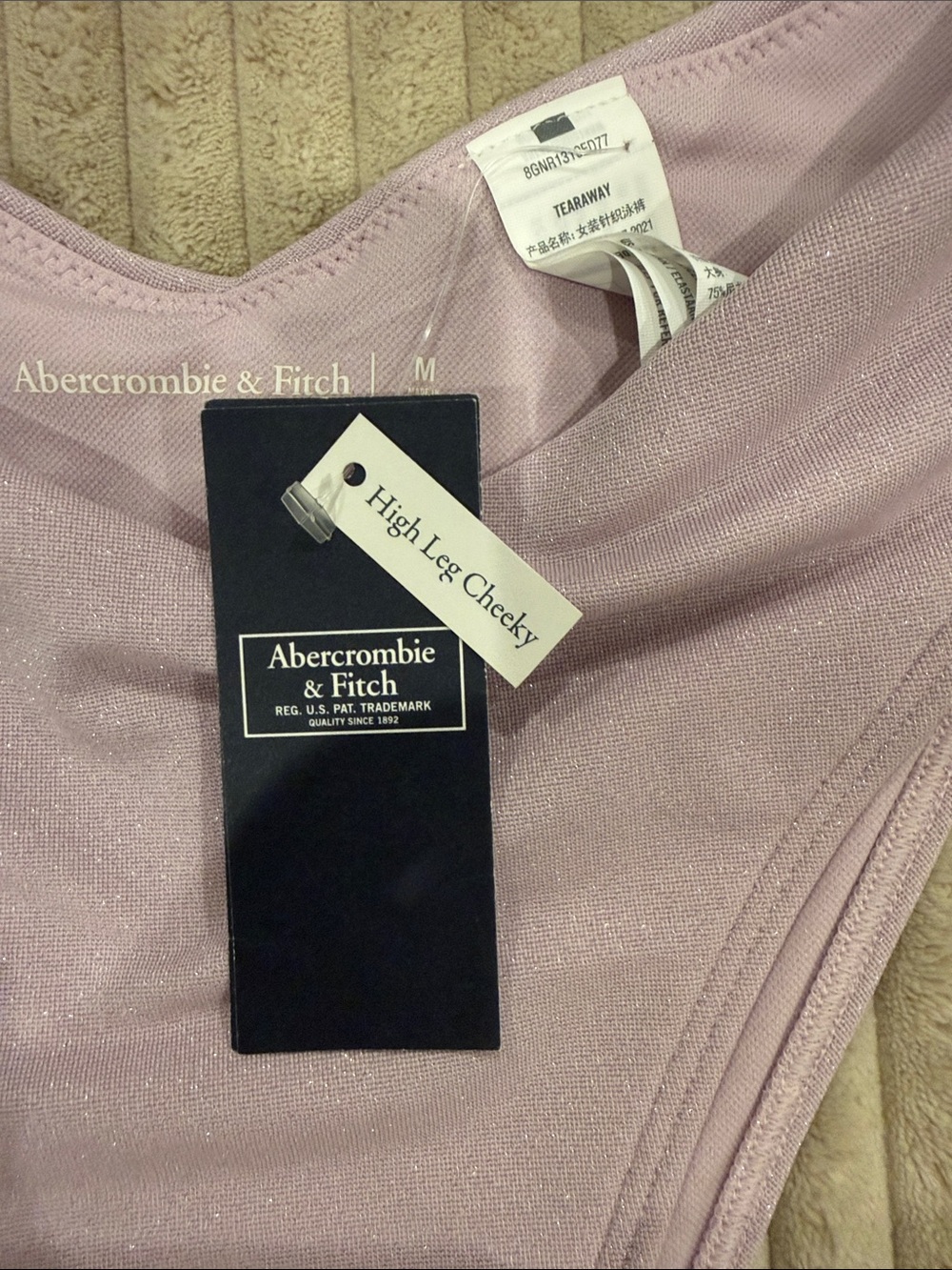 Abercrombie & Fitch - Lavender - High Leg Cheeky Bikini Bottom - NWT - Size M - Picture 4 of 6